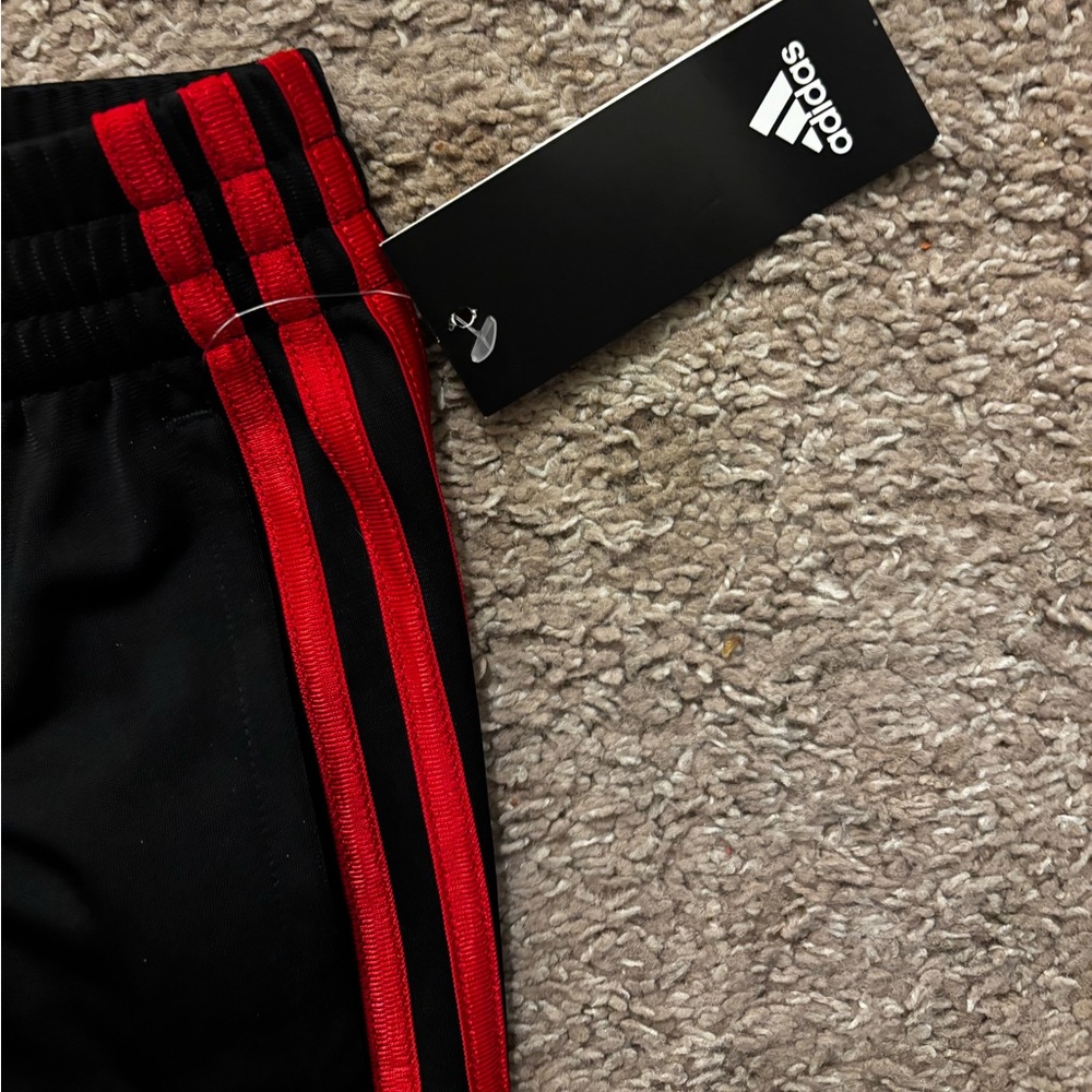 NWT Adidas Kids Black and Red Track Pants Boys 10/12 - Picture 7 of 10
